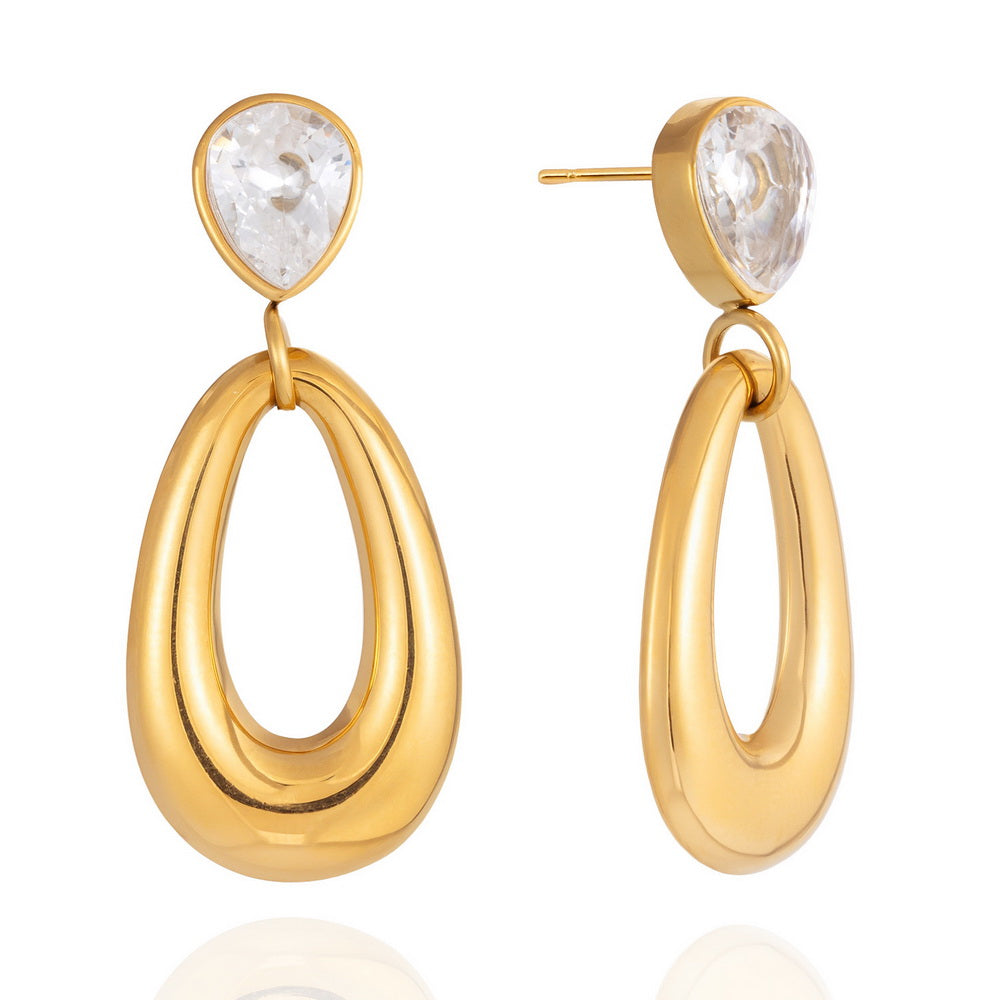 18k gold stainless steel zircon earrings