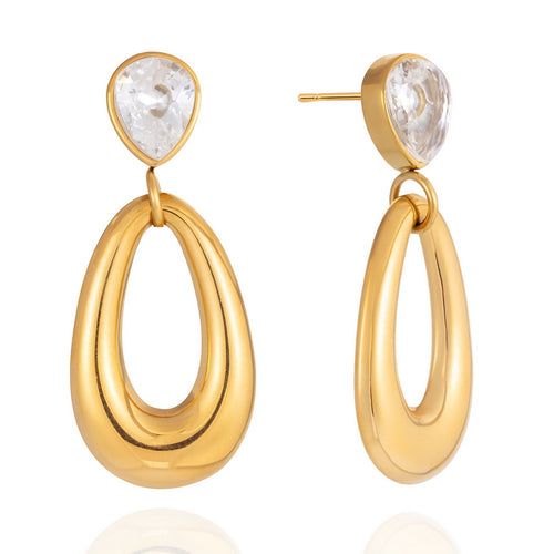18k gold stainless steel zircon earrings