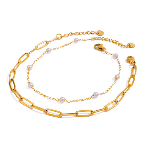 Stainless steel double-layer anklets