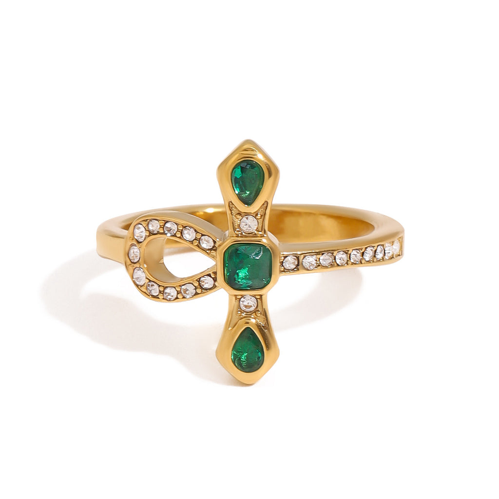 Stainless steel cross snake ring