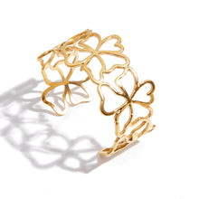Load image into Gallery viewer, 18K gold stainless steel hollowed-out flower opening bracelet