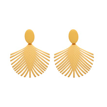 Load image into Gallery viewer, Golden stainless steel ocean beach leaf tree texture earrings
