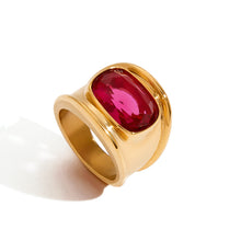 Load image into Gallery viewer, Stainless steel rose red zircon ring