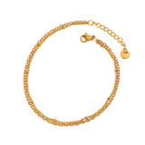 Golden stainless steel beaded chain, O-shaped chain, two-color anklets