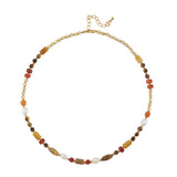 Tiger's eye red agate natural stone handcrafted beaded necklace