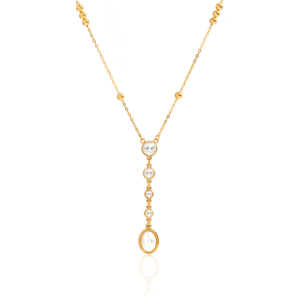 Stainless steel 18k gold rhinestone necklace collarbone chain