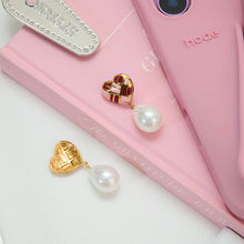 Load image into Gallery viewer, Stainless steel heart-shaped oil-dripping pearl pendant earrings