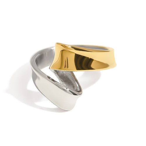 Stainless steel gold and silver color-matching ring