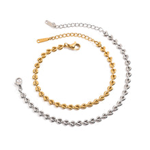 Load image into Gallery viewer, Stainless steel golden steel color hollow heart woven bracelet