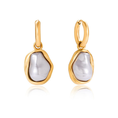 Stainless steel imitation Baroque pearl earrings
