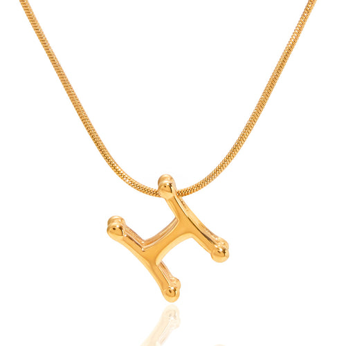 A golden stainless steel H-letter necklace