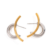 Load image into Gallery viewer, Stainless steel gold and silver color-matched earrings