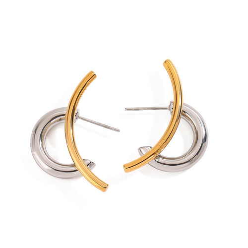 Stainless steel gold and silver color-matched earrings