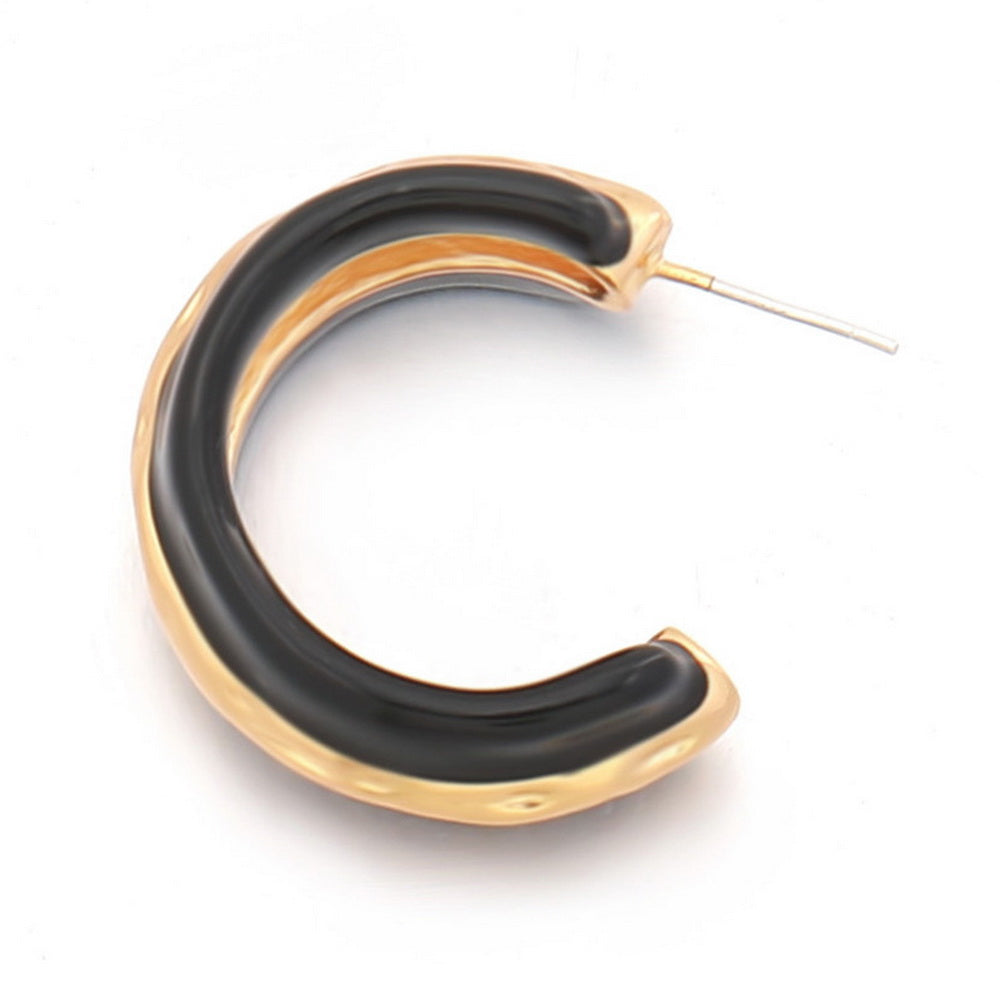 Double-color enamel drop glaze C-shaped ear rings