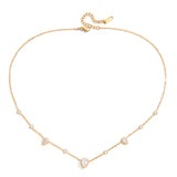 Stainless steel electroplated 18K gold white teardrop zircon necklace