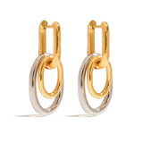 Stainless steel gold and silver color-matched circular earrings