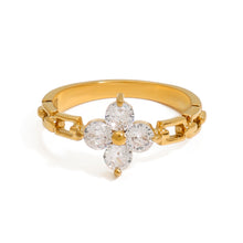 Load image into Gallery viewer, Stainless steel white zircon four-leaf clover ring