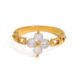 Stainless steel white zircon four-leaf clover ring