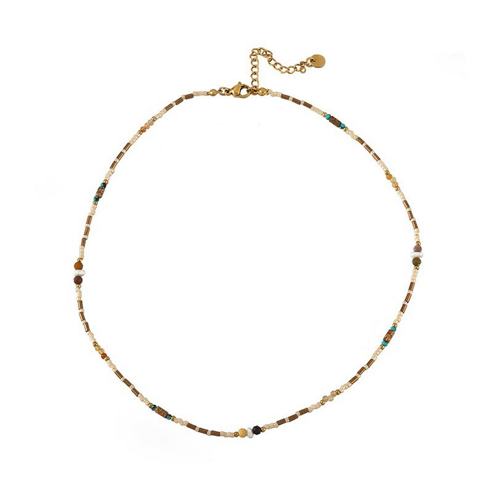 A natural stone handcrafted beaded necklace