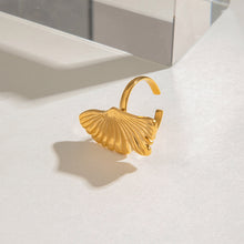 Load image into Gallery viewer, Golden stainless steel ginkgo leaf open ring