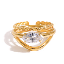 Load image into Gallery viewer, Stainless steel diamond stackable ring set