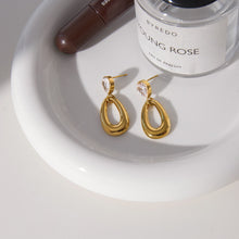 Load image into Gallery viewer, 18k gold stainless steel zircon earrings