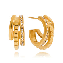 Load image into Gallery viewer, Stainless steel rhinestone C-shaped earrings