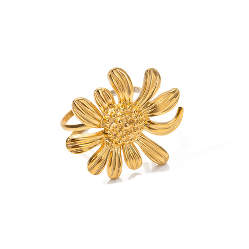 Stainless steel small Daisy flower opening ring