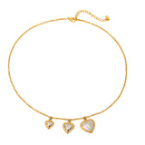 Stainless steel gold and silver color-matched heart-shaped pendant necklace