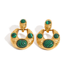 Load image into Gallery viewer, Malachite stainless steel stud earrings