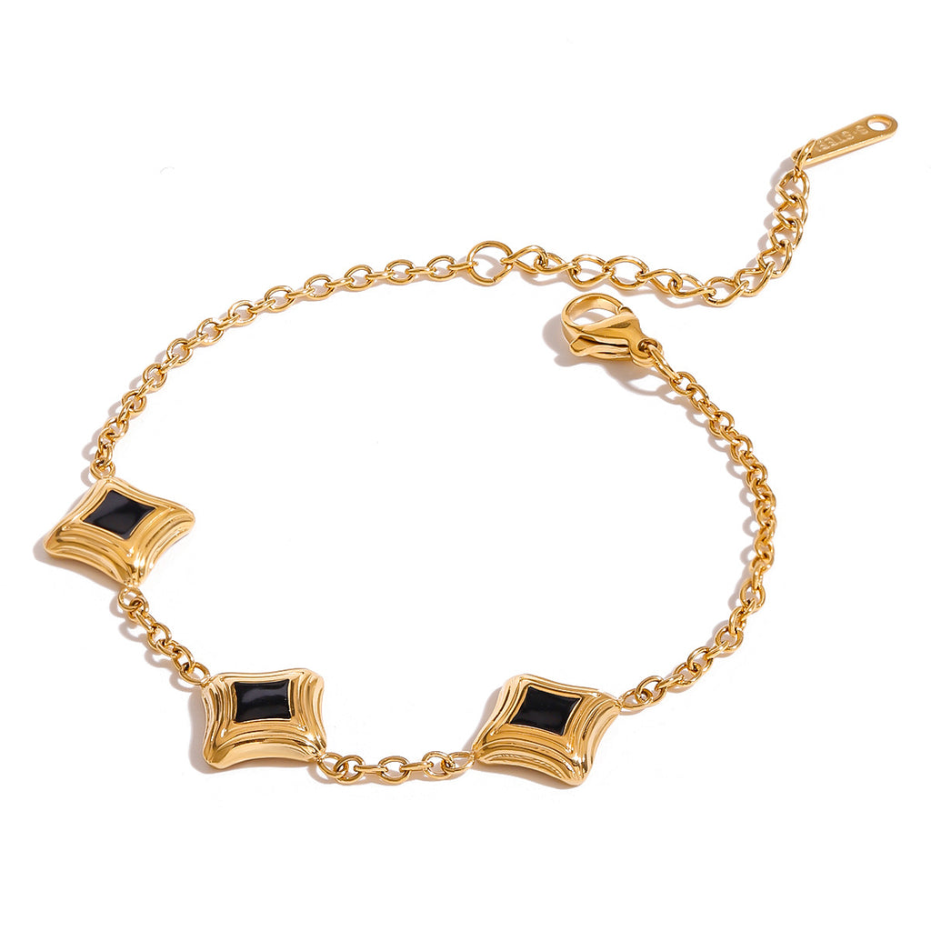 Stainless steel oil-dripping square chain bracelet