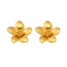 Load image into Gallery viewer, Golden stainless steel camellia earrings