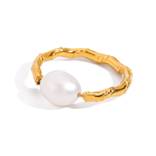 Stainless steel pearl twisted knot open ring