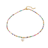 Colored natural zircon pearl pendant handcrafted beaded necklace