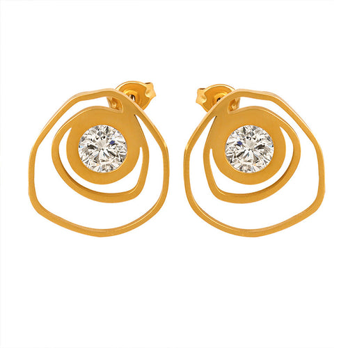 Stainless steel rose lace earrings set with zircon