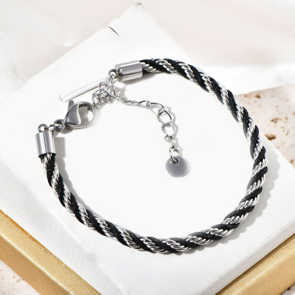 Twisted double-color stainless steel bracelet