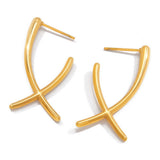 18K gold stainless steel cross-stud earrings