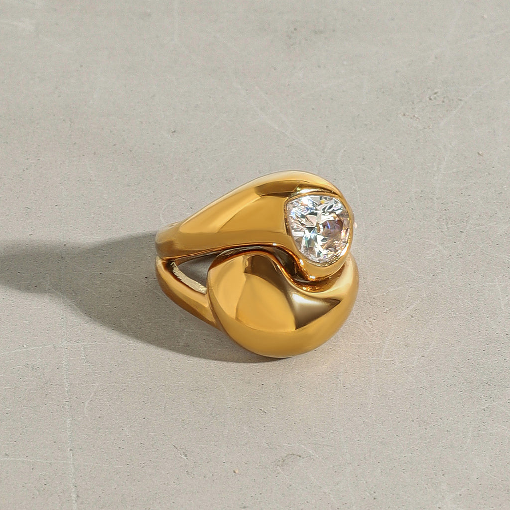 Stainless steel zirconium-encrusted ring