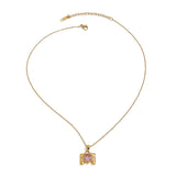 Stainless steel heart-shaped zircon pendant necklace