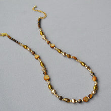 Load image into Gallery viewer, Tiger&#39;s eye stone bead necklace