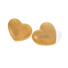 Load image into Gallery viewer, Golden stainless steel heart-shaped earrings