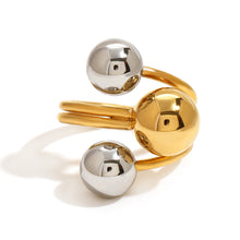 Load image into Gallery viewer, Stainless steel, gold and silver color-matched three-layer line steel ball open ring