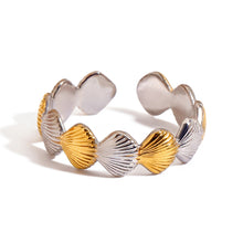 Load image into Gallery viewer, 18K gold stainless steel small shell gold and silver color-matched open ring