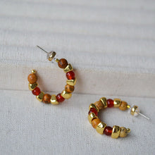 Load image into Gallery viewer, Natural stone beaded 925 silver needle C-shaped earrings