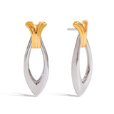 Stainless steel gold and silver color-matched fish-shaped earrings