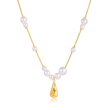 Load image into Gallery viewer, Stainless steel water drop pendant pearl imitation necklace