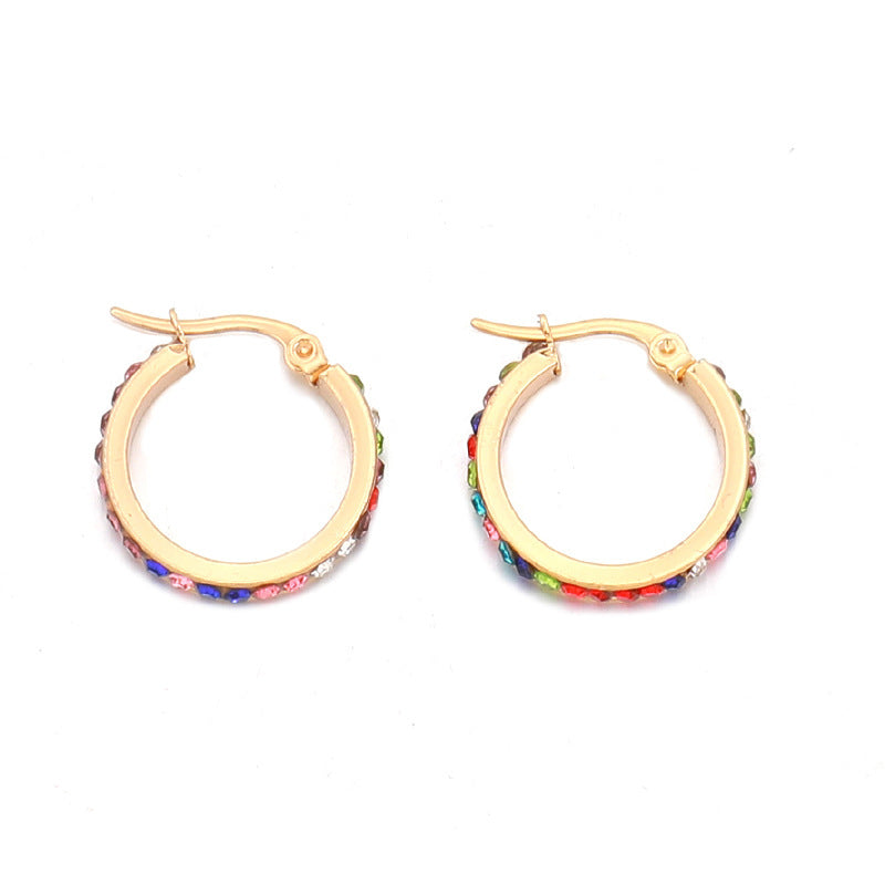 18K real gold electroplated stainless steel earrings with zirconium ear buckles