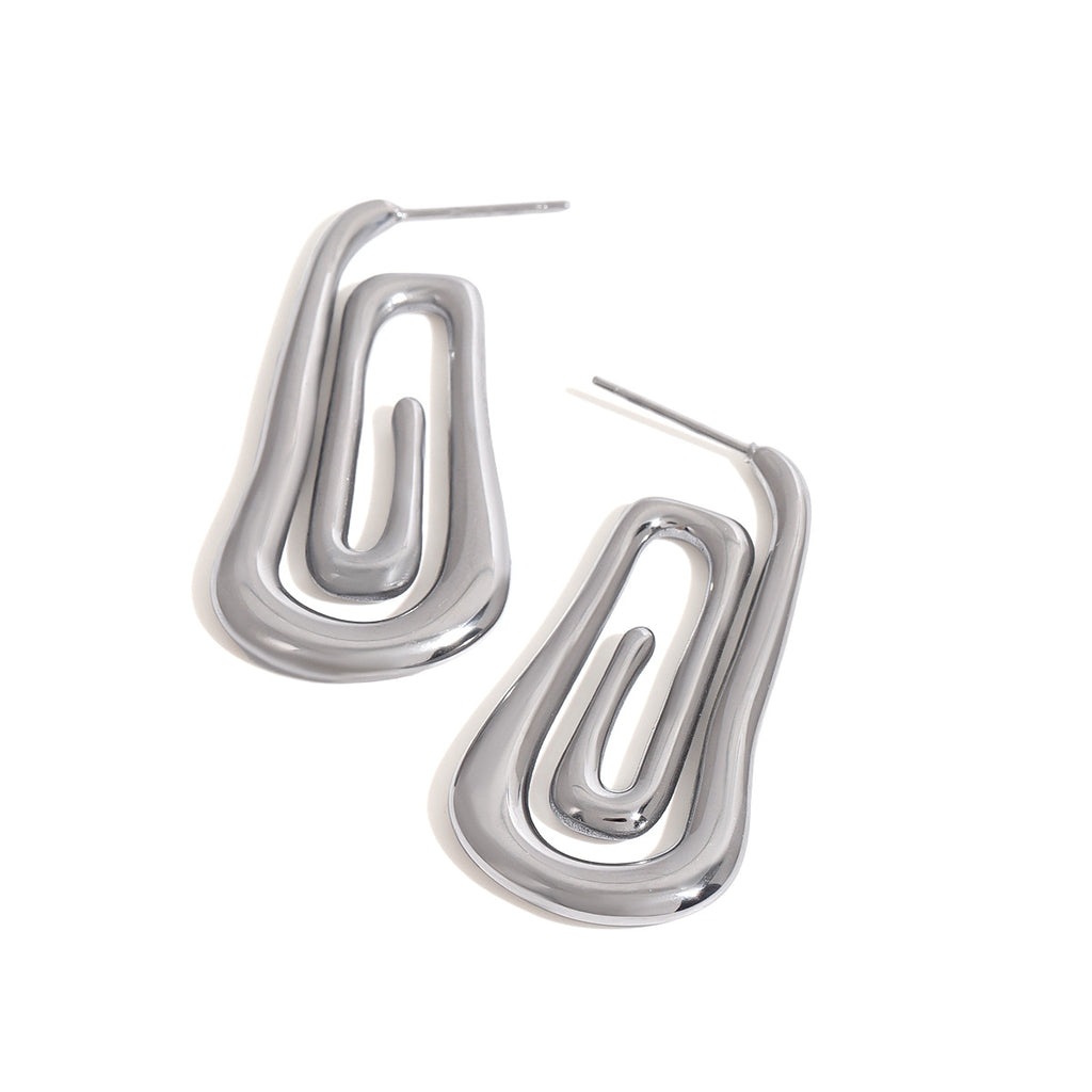 Stainless steel silver spiral earrings