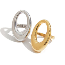 Load image into Gallery viewer, Stainless steel geometric oval hollowed-out ring