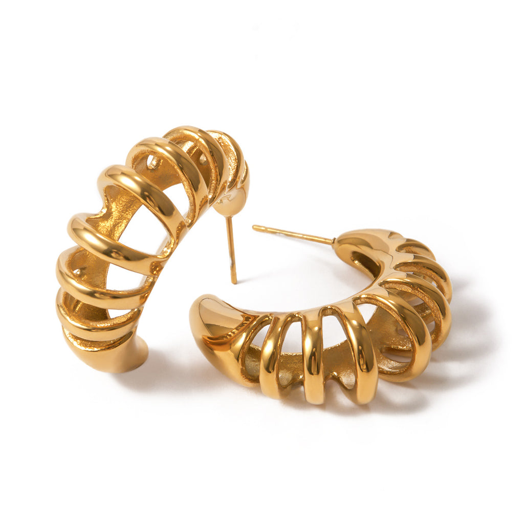 18K gold perforated stainless steel stud earrings